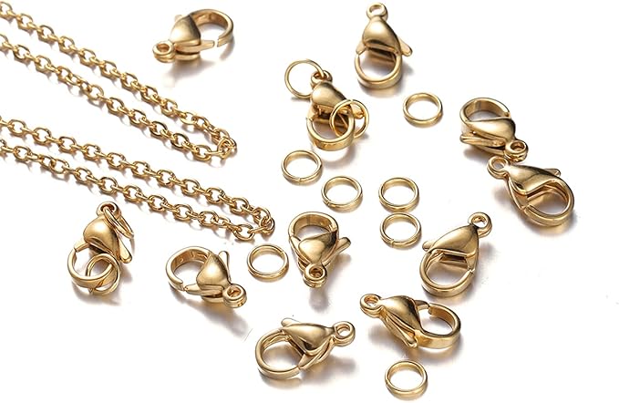 St.Kunkka 78.74 Feet/24M Jewelry Making Chain Kit, Link Cable Chain Roll 2mm with 240Pcs Jump Rings and 80Pcs Lobster Clasps in 8 Colors for DIY Necklace Earring and Bracelet Crafts