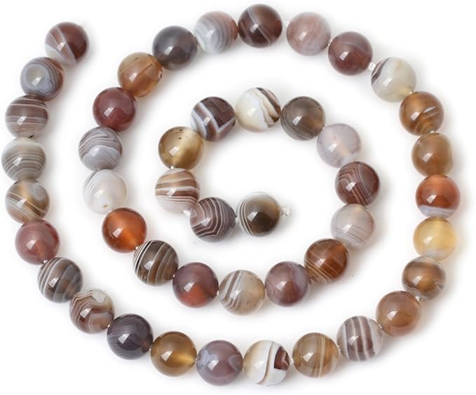 45PCS 8mm Natural Botswana Sardonyx Agate Gemstone Round Loose Beads for DIY Jewelry Making 1 Strand 15"