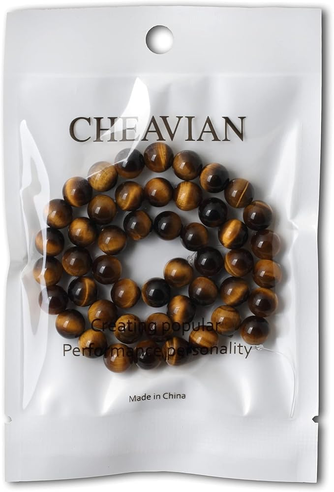cheavian 45pcs 8mm natural yellow tiger eye stone gemstone round loose beads for jewelry making diy findings 1 strand 15"