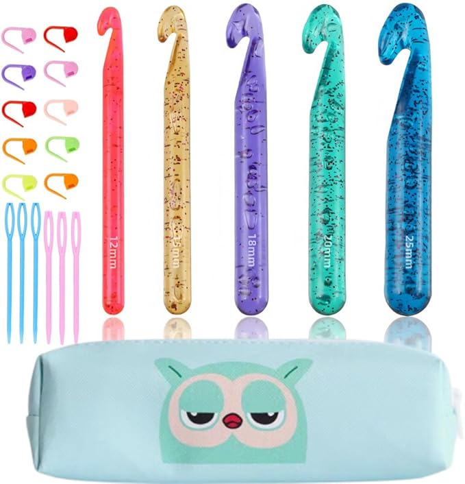 Large Crochet Hooks,25mm 20mm 18mm 15mm 12mm Crochet Hooks for Chunky Yarn,Huge 12 mm-25 mm Crochet Hook