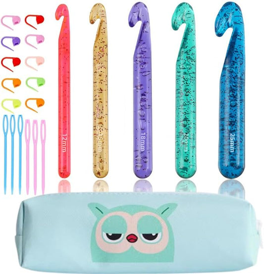 Large Crochet Hooks,25mm 20mm 18mm 15mm 12mm Crochet Hooks for Chunky Yarn,Huge 12 mm-25 mm Crochet Hook