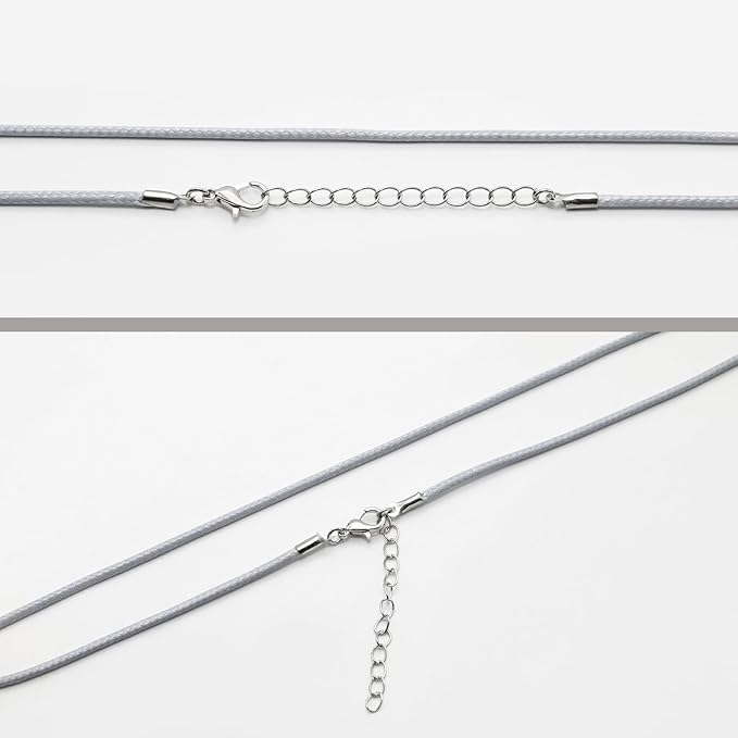 10 Pcs 2.0mm Leather Necklace Cords with Clasp,Waxed Cords,Necklace Ropes for Pendants and Jewelry Making(Grey)