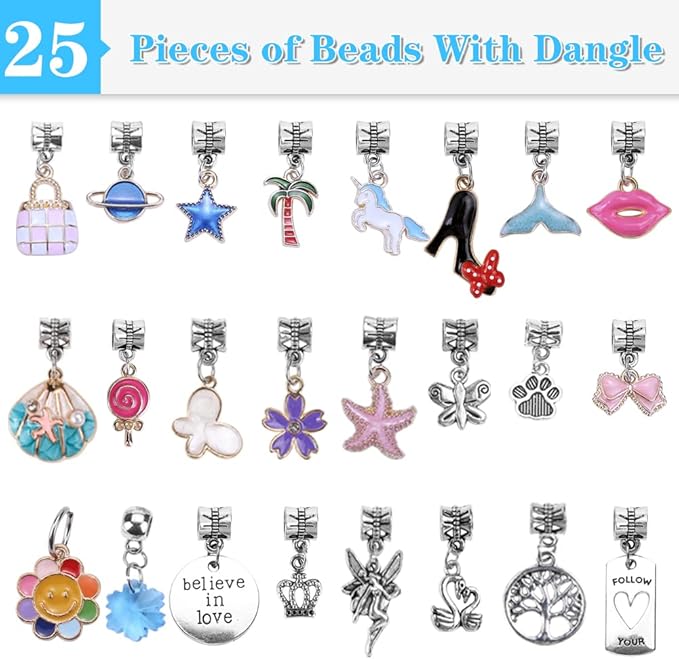 aipridy charm bracelet making kit,unicorn mermaid crafts gifts set can inspires imagination and creativity,jewelry making kit perfect gifts for girls 5-12 years old (125 pieces)