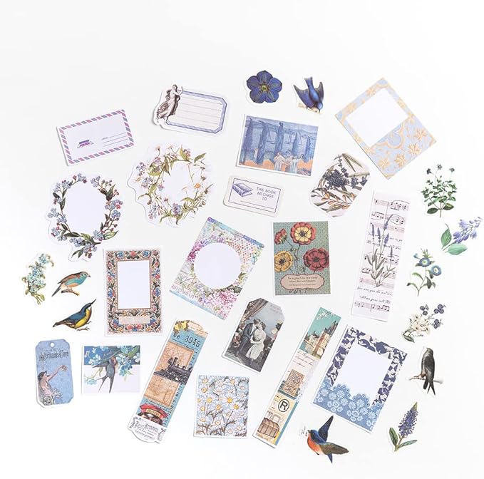 Alideco 200pcs Scrapbook Paper Kit Kawaii Vintage Botanical Flowers Scrapbook Supplies Pack Washi Bullet Journals Planners Collage Album Aesthetic Cottagecore