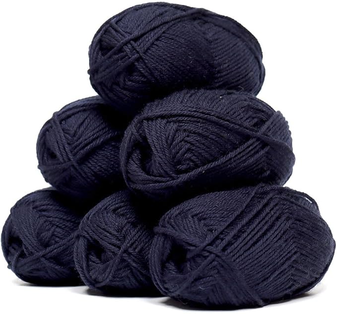 Alpaca Warehouse 100% Pure Wool Yarn Superwash Set of 3 Skeins (300 Grams) DK Weight - Sourced Directly from Peru - Heavenly Soft and Perfect for Knitting and Crocheting (Navy Blue - 6 Skeins)