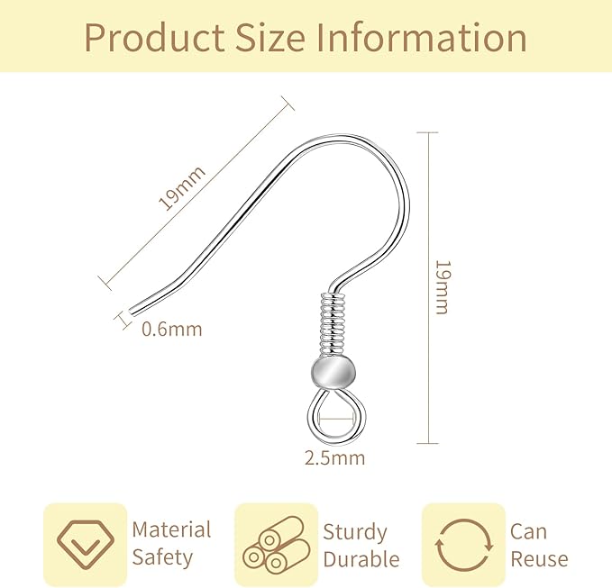 240 pcs earring hooks,hypo-allergenic fish earring hooks,jump rings jewelry findings making kit for jewelry making featuring ball and coil tips(silver)