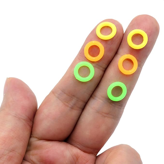 ZXUEZHENG 150 Pack Elasticity Silicone Soft Stitch Ring Markers for Knitting Crochet Etc, (Small Size for Needle Sizes 0-8, Orange, Yellow, Green)