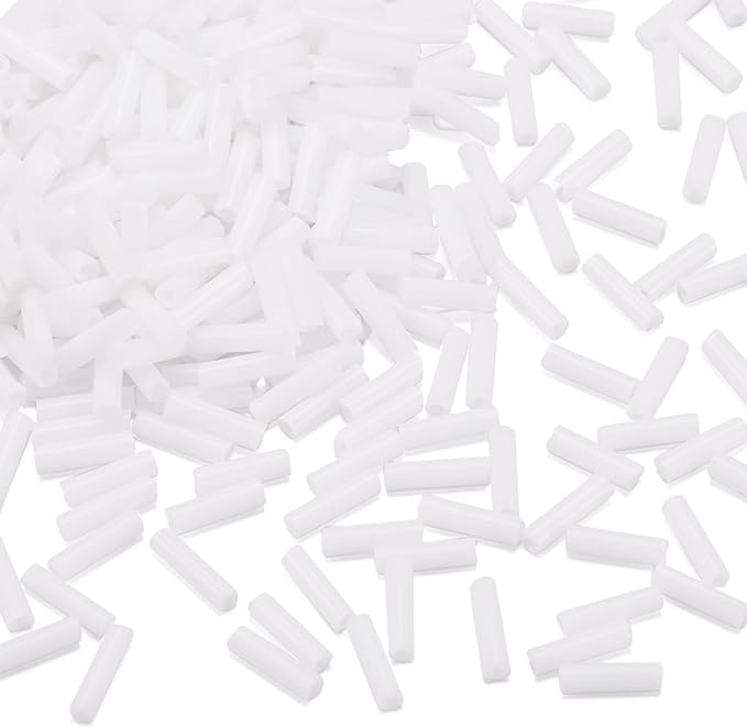 Pandahall 1250pcs/50g Opaque Glass Bugle Beads 6x1.8mm Tube Loose Glass Seed Spacer Bead for Jewelry Making (White)