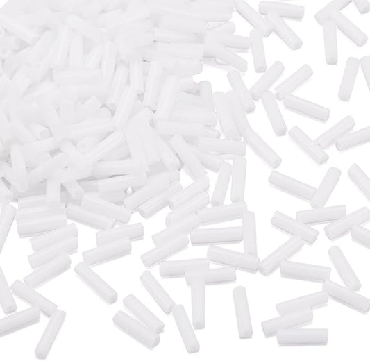 Pandahall 1250pcs/50g Opaque Glass Bugle Beads 6x1.8mm Tube Loose Glass Seed Spacer Bead for Jewelry Making (White)