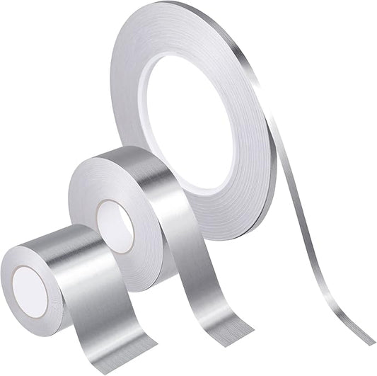 Zonon 3 Rolls Multi Size Self Adhesive Polyester Film Tape 1/5, 4/5, 7/5 Inch Washi Metallic Tape for Detailing Accent Graphic Arts for Walls Cars and Boats Trim(Silver)