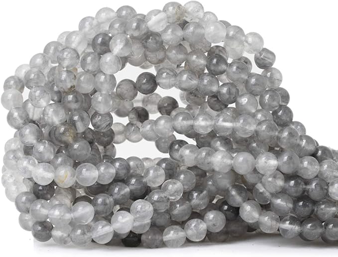 cheavian 60pcs 6mm natural cloud crystal gemstone round loose beads crystal energy stone healing power for jewelry making 1 strand 15"