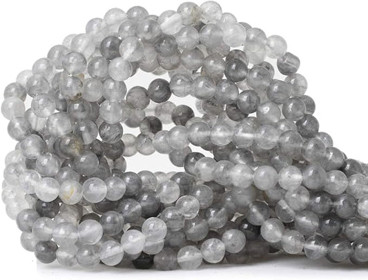 cheavian 60pcs 6mm natural cloud crystal gemstone round loose beads crystal energy stone healing power for jewelry making 1 strand 15"