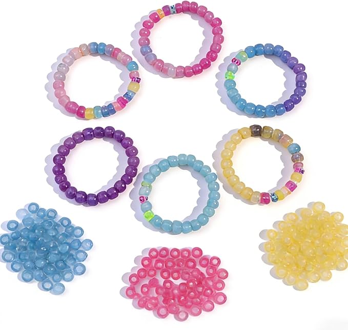 NikkiGuo 1000pcs Pony Beads, 15 Color Kandi Beads for Bracelets Making Kit, Hair Braids Crafts Jewelry Making Crafts Friendship Necklace Earrings DIY (UV Color Mixing)