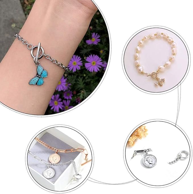 20 Sets Stainless Steel Round Toggle Clasps with T-Bar for Jewelry Making – DIY Necklace & Bracelet Clasps and Closures (Silver and Gold)
