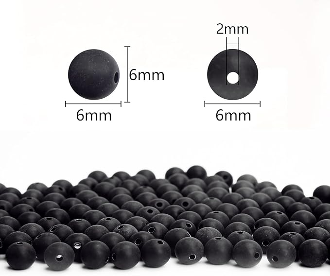 bonny boxx 1000pcs 6mm matte black acrylic round beads, frosted plastic resin bubblegum balls chunky gumball beads for necklace and bracelet making, crafting supplies