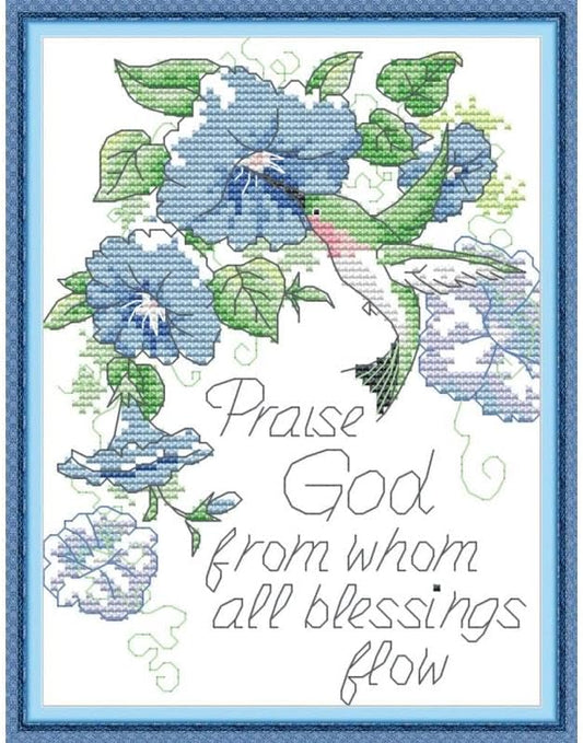 stitchmelody stamped cross stitch kits,11ct pre-printed pattern embroidery set dmc cross-stitch kit (11ct stamped kit,praise god)