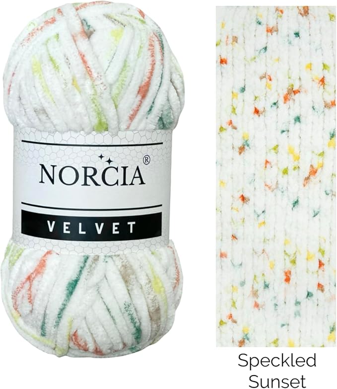 Soft Velvet Yarn Chenille Yarn for Crocheting Super Bulky (100g-3.50oz) (68m-74.3 yds) Baby Blanket Yarn for Knitting Amigurumi Yarn for Crochet Weaving Craft (Speckled Sunset, 1 Skein)