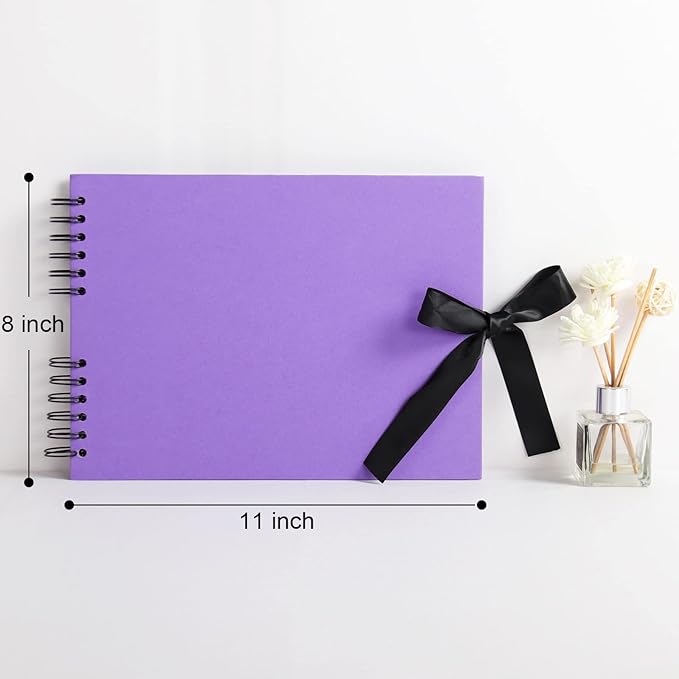 Vienrose Scrapbook Album 80 Pages, DIY Photo Album with Accessories, Purple Kraft Paper Memory Book for Wedding, Birthday, Travel, Valentine, Mother’s Day, 11x8 Inches