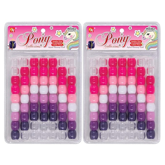 126 Pcs Beads Jewelry Making Kit DIY Hair Braiding Bracelet Ornaments Crafts Jumbo Round Pony (Pearl Purple/Pink Assorted)