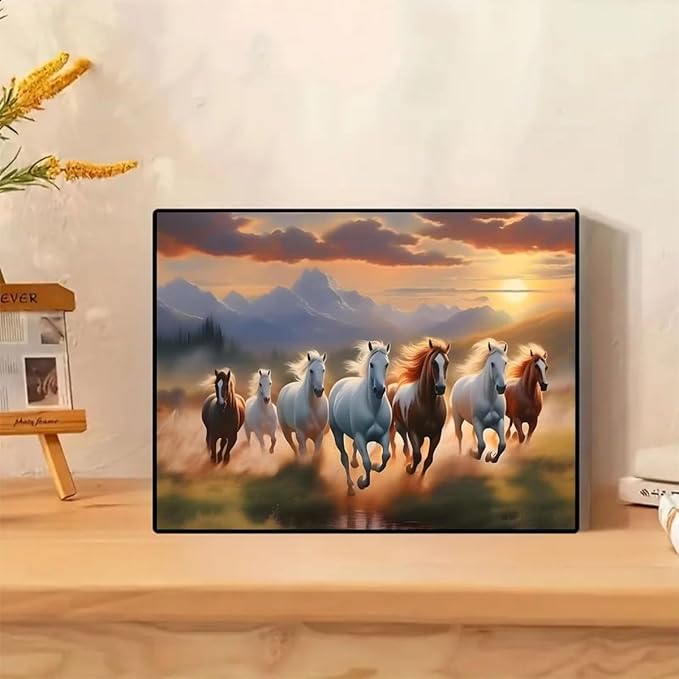 GEMFAMILY 5D Diamond Art Kits for Adults,Diamond Painting Kits for Running Horses,DIY Full Round Drill Diamond Dots Gem Art Crafts Kits for Home Decor 12 x 16 Inch