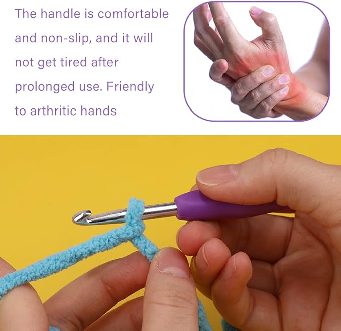 5 mm Crochet Hook, Ergonomic Handle for Arthritic Hands, Extra Long  Knitting Needles for Beginners and Crocheting Yarn (5 mm)