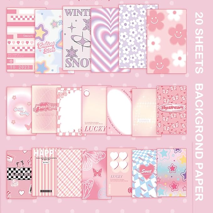 Cute Girly Stickers 600 Kawaii 20 Scrapbook Papers for Journaling Anime Girl Kids Scrapbook Kit for Girls