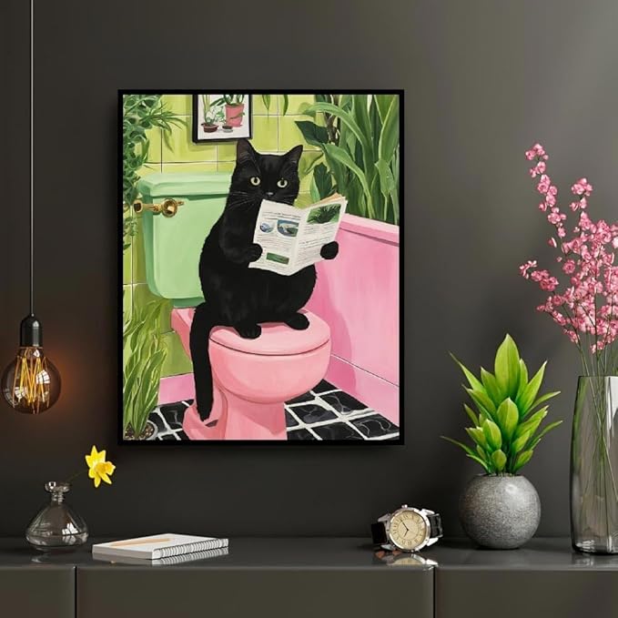 ARPADAMO Diamond Art Kits for Adults,5D Animal Diamond Painting DIY Black Cat Diamond Art Diamond Painting Kits for Adult,Round Full Drill Diamonds, Diamond Art Kits for Home Decor-12x16inch