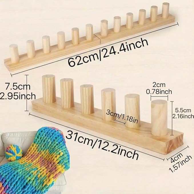 Anpyxun 48'' Chunky Yarn Loom for Blankets, Adjustable Blanket Loom for Chunky Yarn for Hand Knitting, DIY Wooden Weaving Loom for Making Cozy Throw Blankets, Beginner Friendly Craft Project