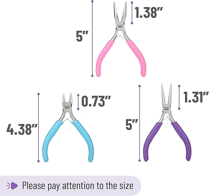 Mr. Pen- Jewelry Pliers Set, 3 Pack, Candy Colors, Rubber Handle & Ergonomic Design, Mini Pliers for Jewelry Making Tools, Small Wire Cutters for Crafting