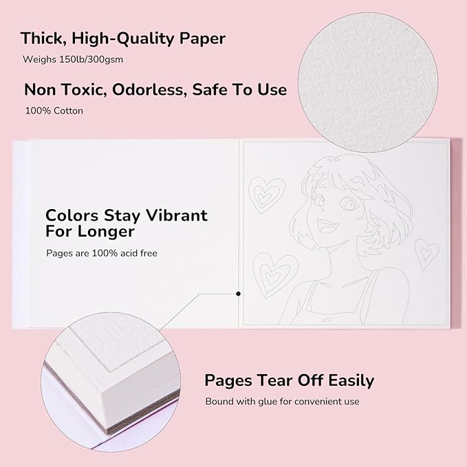 Jootle Coloring Books for Adults Relaxation,23 Sheets (5.9''*6.5'') No-Bleeding Watercolor Coloring Books for Acrylic Marker,150lb(300gsm) Acid-Free 100% Cotton Paper