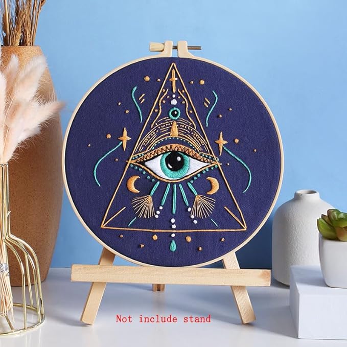 konrisa 3 pcs embroidery kits with tarot cards and eyes pattern, stamped embroidery starter kit for beginners adults needlepoint kits diy sewing cross stitch practice kit home decoration