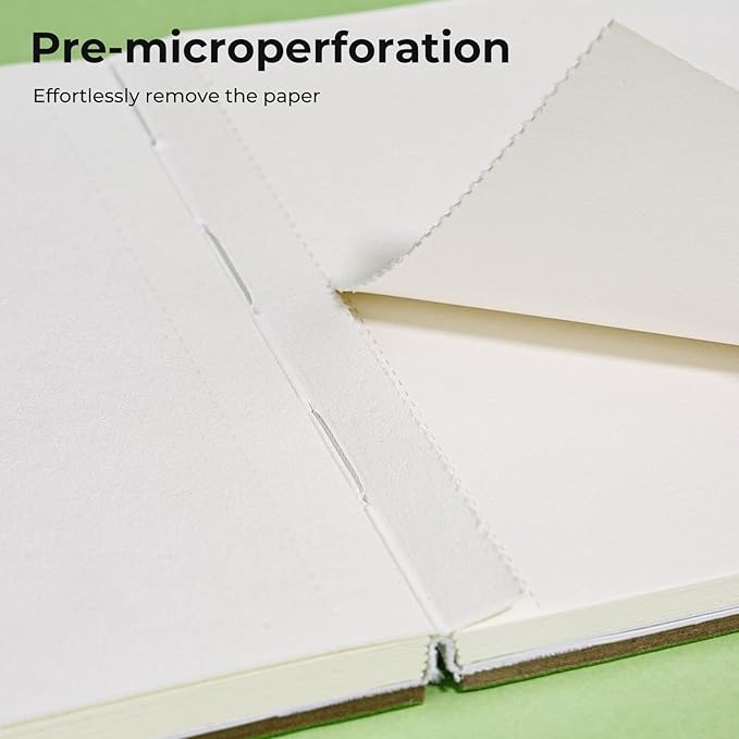 Watercolor Journal - 100% Cotton Hot Press Paper | 20 Sheets 40 Pages | 300GSM (140lb) | PU Leather Cover Watercolor Sketch Books for Artists Painting,Mixed Media 3.9 in x 3.9 in