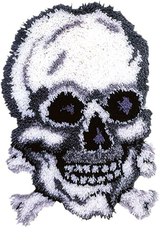 DL-YTG DIY Latch Hook Kits Skeleton Throw Carpet Embroidery Cover Rug Pattern Color Printed Canvas 52x38cm, Crochet Needlework Crafts for Kids and Adults