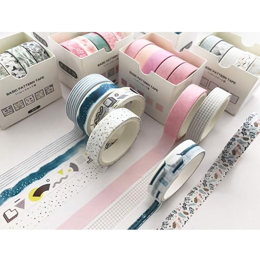 YUBBAEX 5 Rolls Washi Tape Set Creative Basic Skinny Masking Decorative Tapes for Arts, DIY Crafts, Journals, Planners, Scrapbooking, Wrapping (Pine Mist)