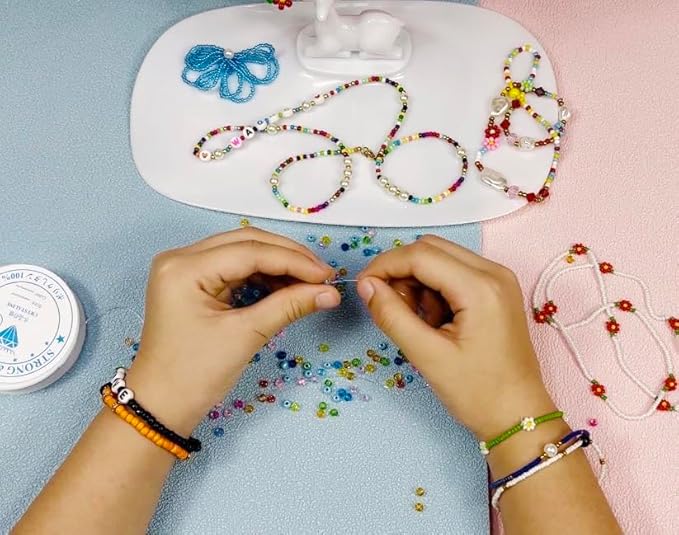 VOOMOLOVE 12/0 Glass Seed Beads Kit - 15800pcs, 24 Colors, 2mm, Bracelet Making Beads with 24-Grid Plastic Storage Box