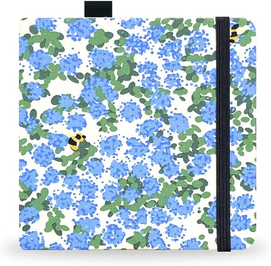 Square 5.1X5.1" 300gsm Watercolor Journal Hardbound 40pgs（20 Sheets Front Back 2 Textures）Travel Size for Calligrapher Colored Pencil Watercolor Sketch Handmade Cloth Cover Notebook Blue Chickweeds