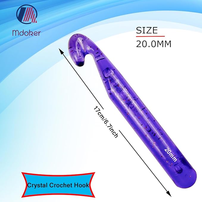 Mdoker 20mm Large Crochet Hook,Big Crochet Hooks for Chunky Yarn,Ergonomic Giant Needles,Huge Crochet Hook for Knitting Yarn,Beginners and Experienced Crochet Lover