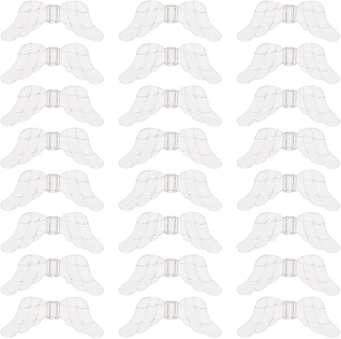 SUNNYCLUE 1 Box 200Pcs Wings Beads Angel Wing Beads Transparent Clear Acrylic Charms Christmas Guardian Angel Fairy Loose Spacers for Jewelry Making Kit Earrings Necklace Supplies Adult Women