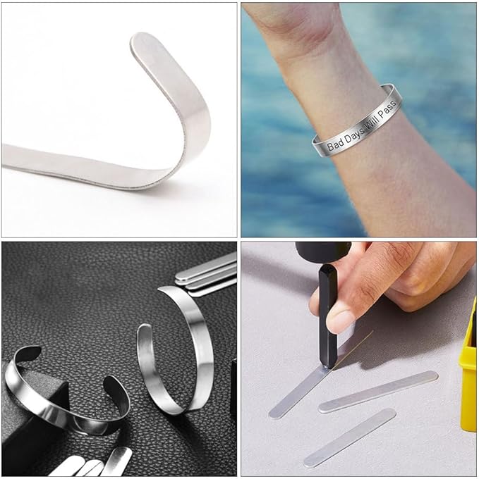 Operitacx 10pcs Stainless Steel Bracelet Blanks Core for Diy Leather Bracelet Making Silver Charm Spacers