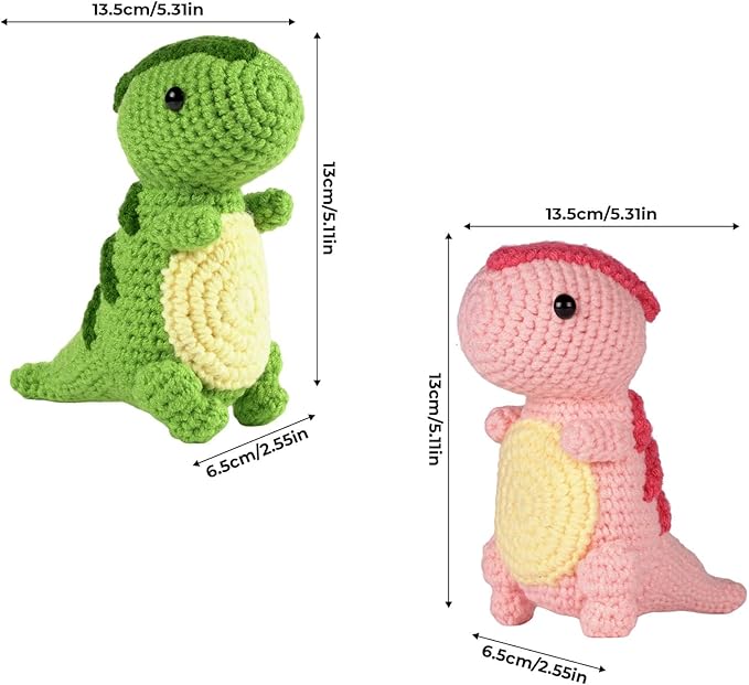 YESJOLI Crochet kit for Beginners, Crochet Animal Kits,Crocheting kit for Starters with Step-by-Step Video, Beginner Crochet kit for Adults Women, Crafts Dinosaur