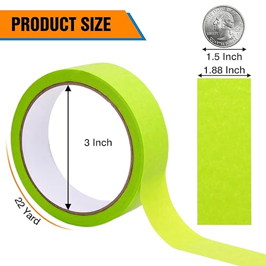 HongWay Masking Tape 1 Inch, 6 Rolls x 22yd (132yds in Total) Painters Tapes for Painting Labeling Arts Crafts, Easy Removal, No Residue (0.94in Green)