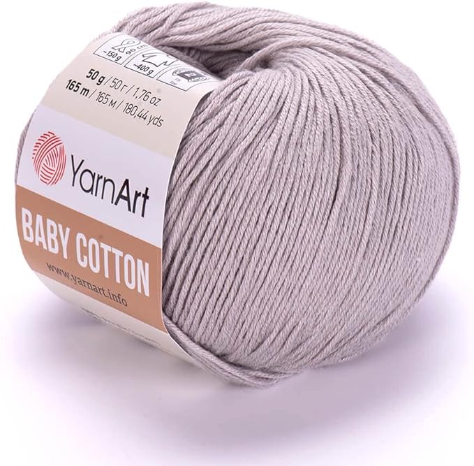 YarnArt Baby Cotton Yarn – Soft Knitting & Crochet Yarn for Amigurumi, Baby Projects, Summer Crafts – 50% Cotton, 50% Acrylic – 1.76 oz (50g), 180 yds (165m) (1, 406)