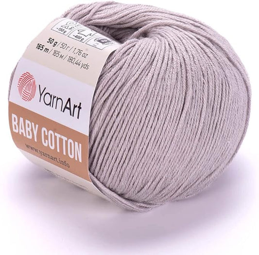 YarnArt Baby Cotton Yarn – Soft Knitting & Crochet Yarn for Amigurumi, Baby Projects, Summer Crafts – 50% Cotton, 50% Acrylic – 1.76 oz (50g), 180 yds (165m) (1, 406)