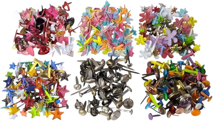 LLY Spring & Summer Craft Brads Set, 445PCS Assorted Shapes, Scrapbooking Fasteners Kit, Card Making& Creative Projects, DIY Paper Crafts Supplies