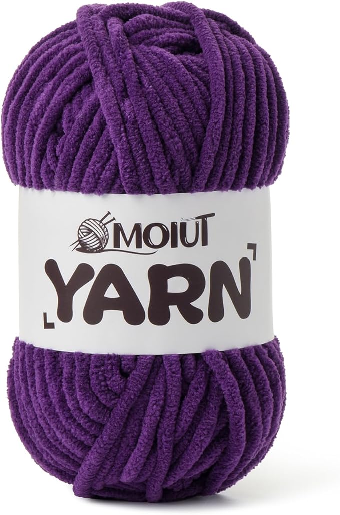 Fluffy Chenille Yarn for Crocheting, Chunky Velvet Yarns for Crochet Amigurumi, Baby Yarn for Crocheting Soft Blanket, 87.4yds /3.5 oz Bulky Yarns for Crafts/Hats/Shoes/Socks (Violet)
