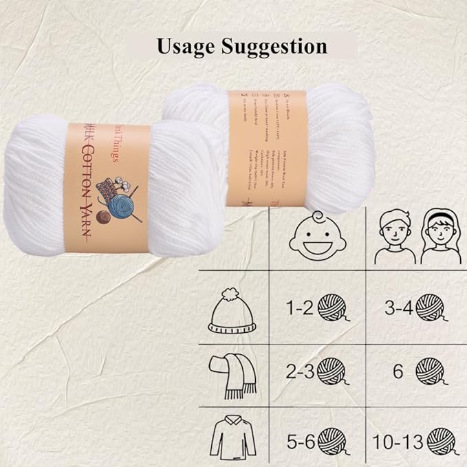 Acrylic Yarn for Crocheting Bulk, DIY Knitting Pure White Yarns, 6PLY 10Balls 17.6 Ounces Pack, Solid White Crocheting Thread, Beginner-Friendly