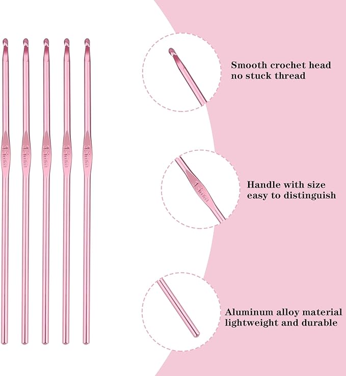 Hordolry 3.5mm Crochet Hooks Bulk, 18Pcs Aluminum Crochet Needle, Knitting Needles for Craft Yarn Contribute to Beginners
