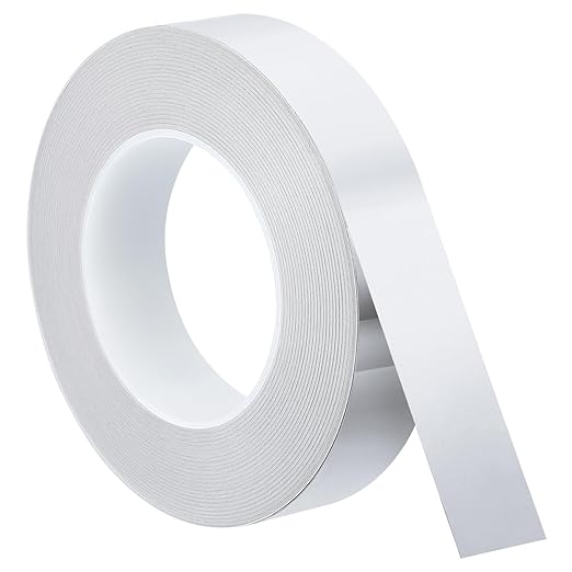 uxcell Metallic Tape, 1.18 in x 164 ft Self Adhesive Metalized Polyester Film Tape Waterproof Shiny Washi Tape for Walls Graphic Arts Gifts Wrapping Crafts Decoration, Gloss Silver