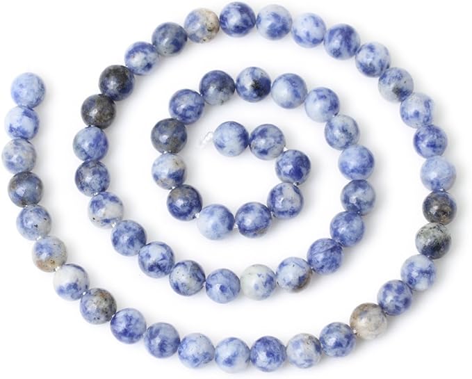 cheavian 60pcs 6mm natural blue white sodalite gemstone round loose beads for jewelry making 1 strand 15"