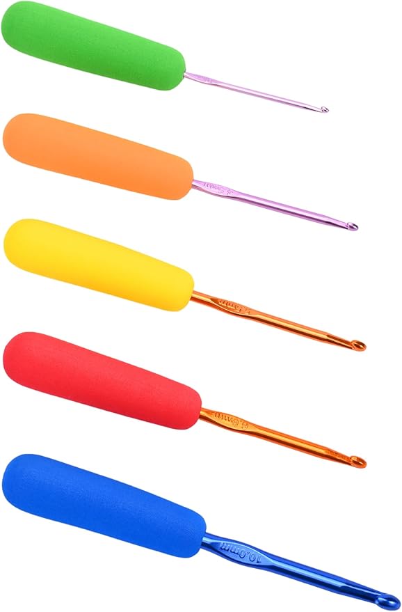 Crochet Hook Grip Ergonomic Grips Crochet Handle Multi-Size Ergonomic Crochet Hook Handle Attachment Fits 2mm-10mm Hooks-Great for Comfort and Arthritic Hands (Only EVA Handle)